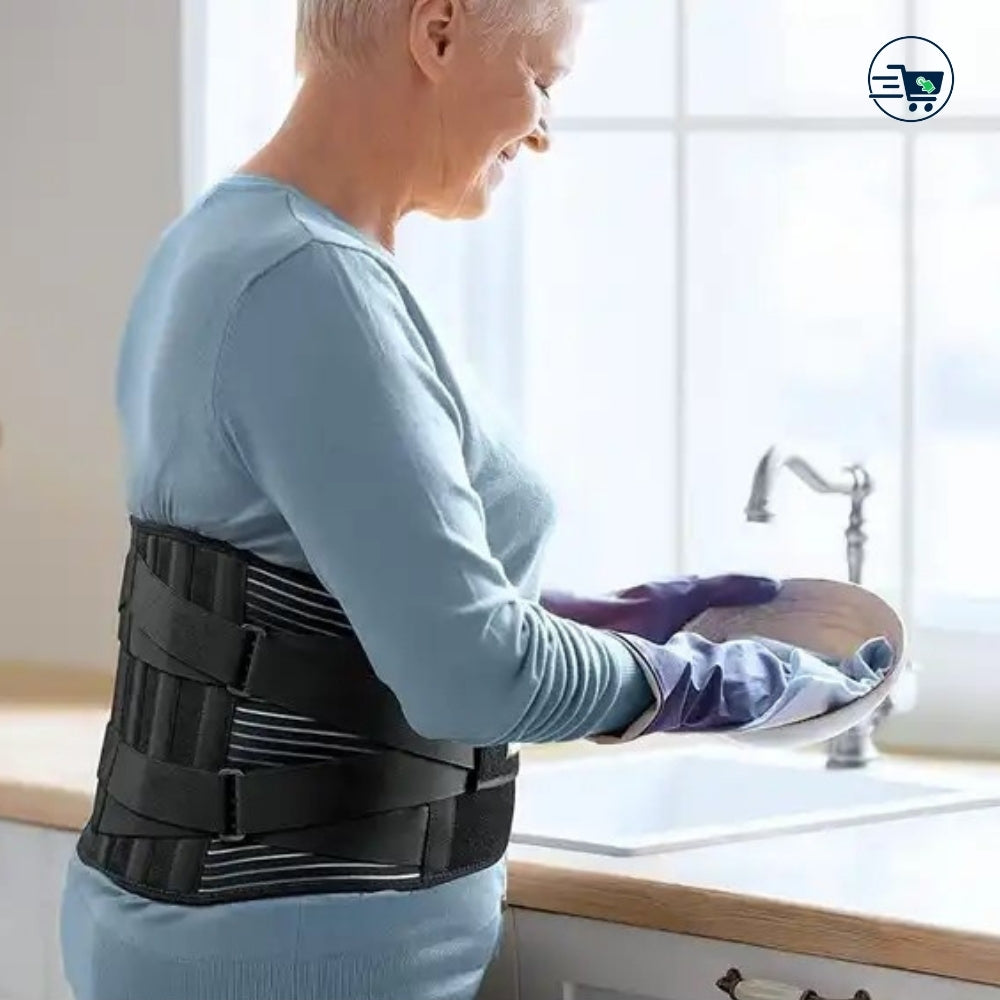 woman wearing a back brace