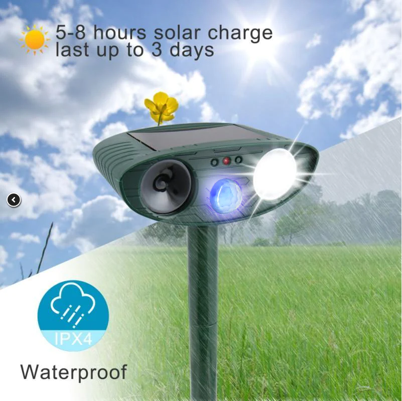 Ultrasonic Outdoor Animal Repeller - Solar Powered