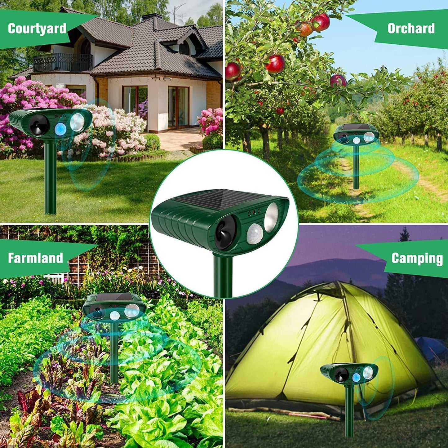 Ultrasonic Outdoor Animal Repeller - Solar Powered