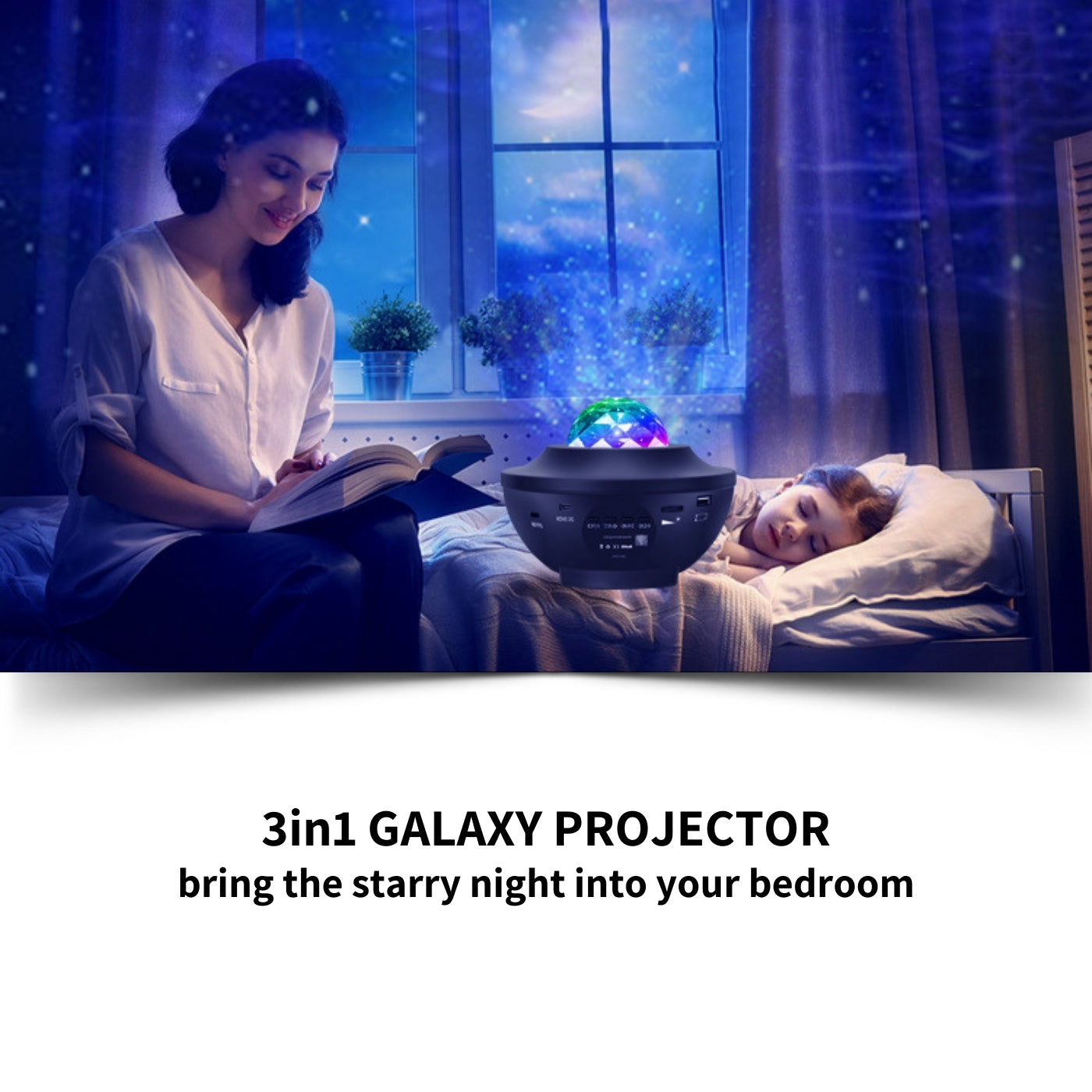 Projetor Galaxy Starry Night 3 em 1 com alto-falantes duplos